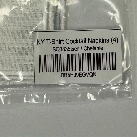 NWT I ❤️ NY T-Shirt Cocktail Napkins Set of 4 100% Linen by Chefanie - Picture 6 of 9